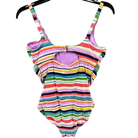 Anne Cole Swimsuit Womens 8 Rainbow Stripe One Piece Adjustable Flattering UPF50 - Picture 4 of 16